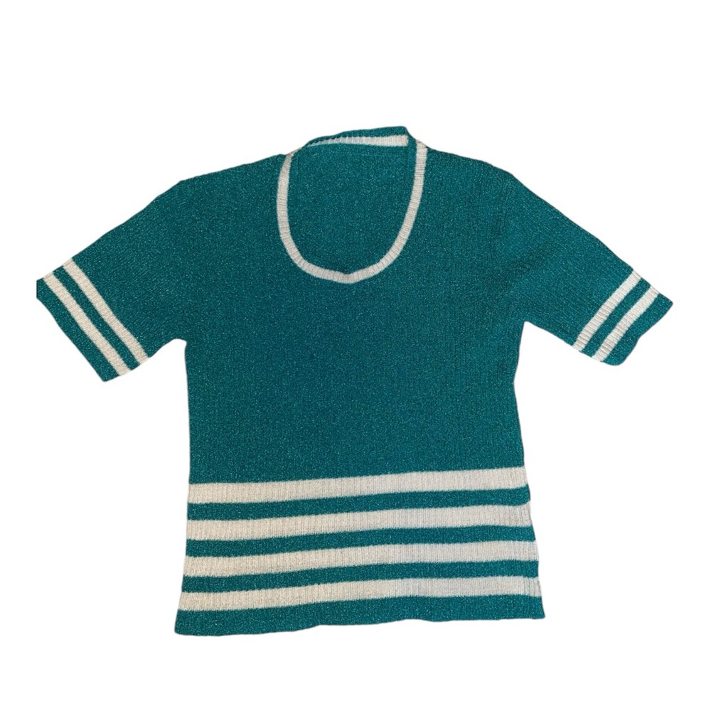 vintage (probably 70s or 80s) green and white striped top